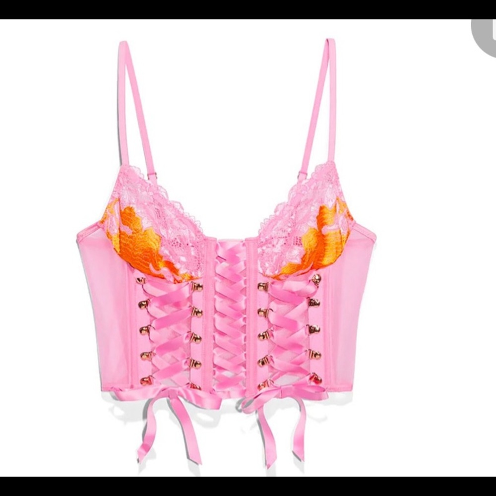 Laced up fenty pink bustier bra